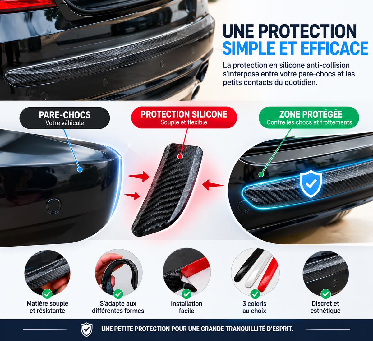 Protection Universelle en Silicone Anti-Collision pour Pare-Chocs