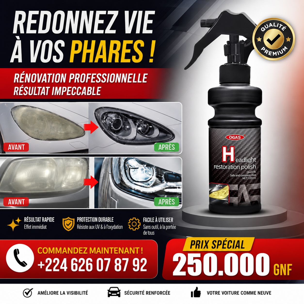 Spray Rénovateur de Phares