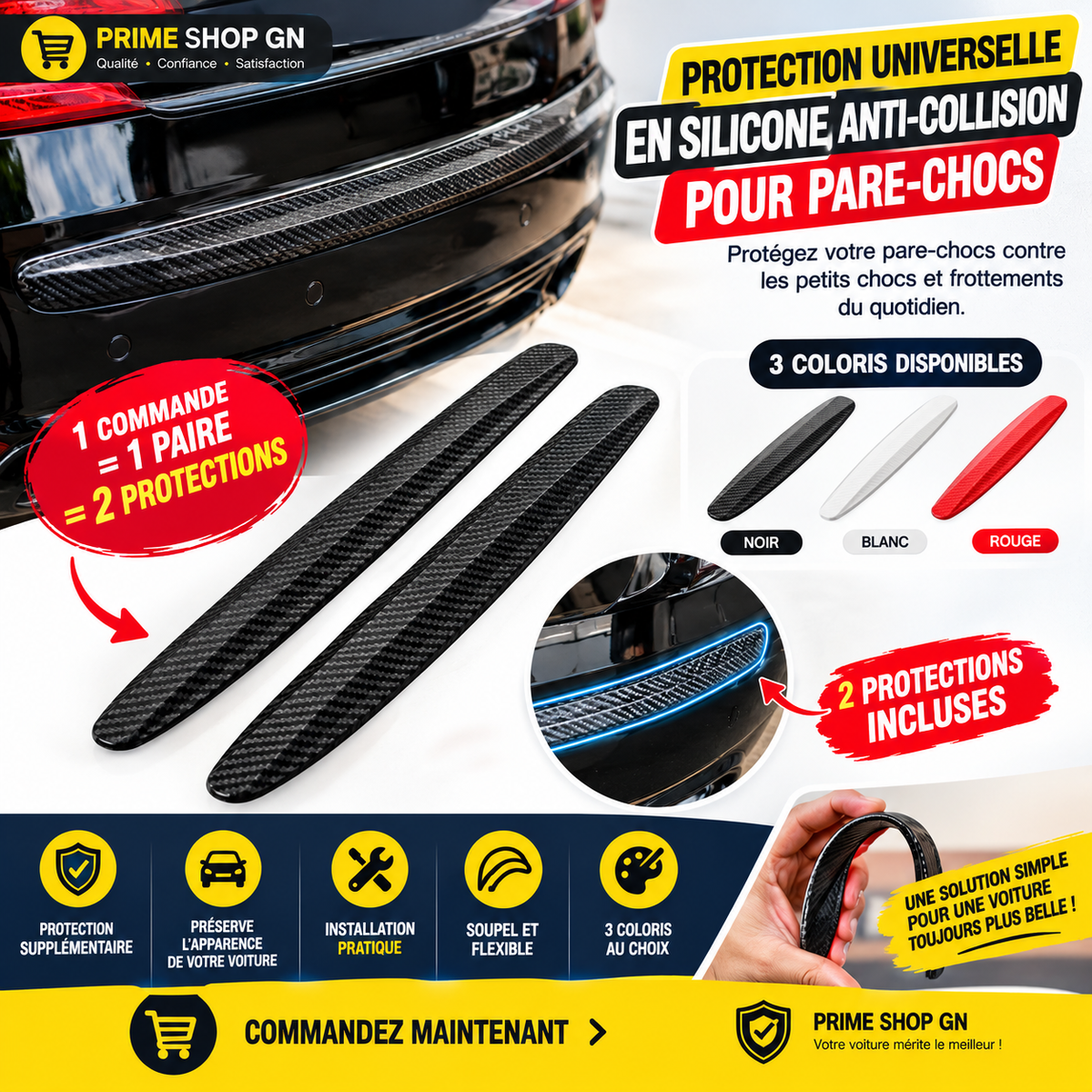 Protection Universelle en Silicone Anti-Collision pour Pare-Chocs